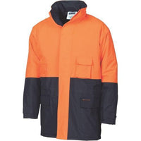 DNC PVC Hi Vis Long Qulited Jacket - 3766-Queensland Workwear Supplies