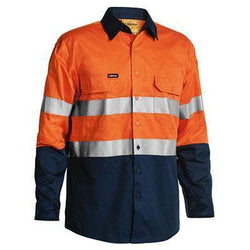 Bisley Taped HiVis Gusset Cuff Cotton Drill Long Sleeve Shirt - BS6896
