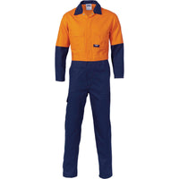 DNC HiVis 2-Tone Cotton Drill Coverall - 3851-Queensland Workwear Supplies