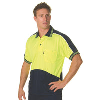 DNC HiVis Micromesh Panel Short Sleeve Polo -3891-Queensland Workwear Supplies