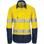 DNC Ladies Taped HiVis 2-Tone Light Weight Long Sleeve Shirt - 3749-Queensland Workwear Supplies
