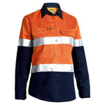 Bisley Womens Taped HiVis Cool Lightweight Long Sleeve Drill Shirt - BL6896-Queensland Workwear Supplies