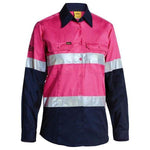 Bisley Womens Taped HiVis Cool Lightweight Long Sleeve Drill Shirt - BL6896-Queensland Workwear Supplies