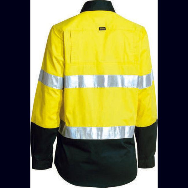 Bisley Womens Taped HiVis Cool Lightweight Long Sleeve Drill Shirt - BL6896-Queensland Workwear Supplies