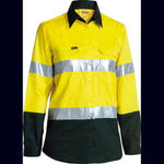 Bisley Womens Taped HiVis Cool Lightweight Long Sleeve Drill Shirt - BL6896-Queensland Workwear Supplies