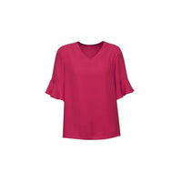 Biz Corporates Womens Aria Fluted Sleeve Blouse - RB966LS-Queensland Workwear Supplies