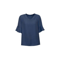Biz Corporates Womens Aria Fluted Sleeve Blouse - RB966LS-Queensland Workwear Supplies