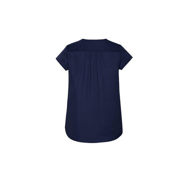 Biz Corporates Womens Kayla V-neck Pleat Blouse - RB967LS-Queensland Workwear Supplies