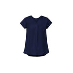 Biz Corporates Womens Kayla V-neck Pleat Blouse - RB967LS-Queensland Workwear Supplies