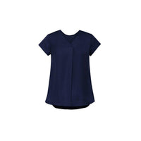 Biz Corporates Womens Kayla V-neck Pleat Blouse - RB967LS-Queensland Workwear Supplies