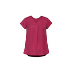 Biz Corporates Womens Kayla V-neck Pleat Blouse - RB967LS-Queensland Workwear Supplies