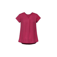 Biz Corporates Womens Kayla V-neck Pleat Blouse - RB967LS-Queensland Workwear Supplies