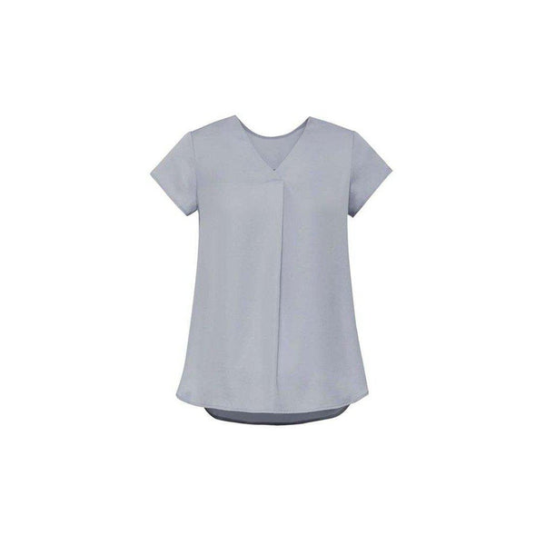 Biz Corporates Womens Kayla V-neck Pleat Blouse - RB967LS-Queensland Workwear Supplies