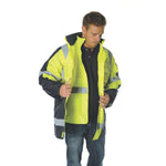 DNC Taped Hi Vis X-Back 2-Tone 6in1 Contrast Jacket - 3998-Queensland Workwear Supplies