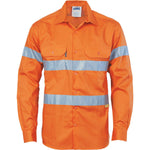 DNC Taped HiVis Cool-Breeze Long Sleeve Cotton Shirt - 3885-Queensland Workwear Supplies