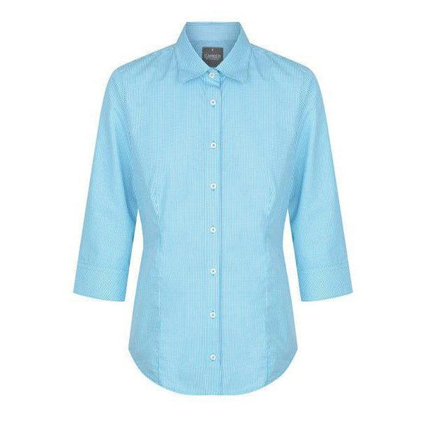 Gloweave Career Westgarth WOMEN'S GINGHAM 3/4 SLEEVE SHIRT-Queensland Workwear Supplies