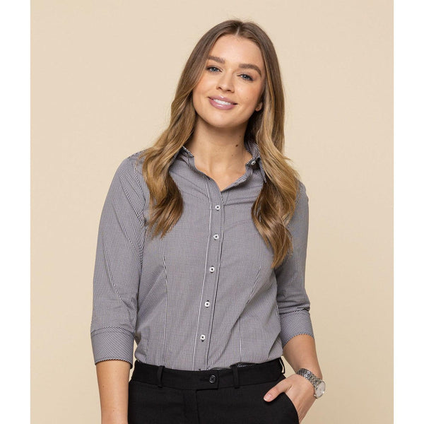 Gloweave Career Westgarth WOMEN'S GINGHAM 3/4 SLEEVE SHIRT-Queensland Workwear Supplies