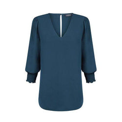 Gloweave V Neck Shirred Cuff Top - 1803WZ