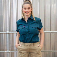 Green Hip Womens Shirt Extended Short Sleeve Land Roamer SSS-EXT-Queensland Workwear Supplies