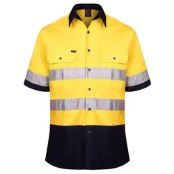 Ritemate 2 Tone Open Front, Short Sleeved Shirt with 3M Reflective Tape - RM1050RS
