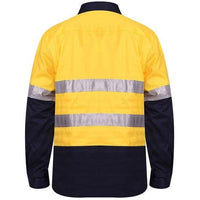Ritemate Closed Front Long Sleeved 2 Tone 3M Reflective Tape Shirt - RM105CFR-Queensland Workwear Supplies