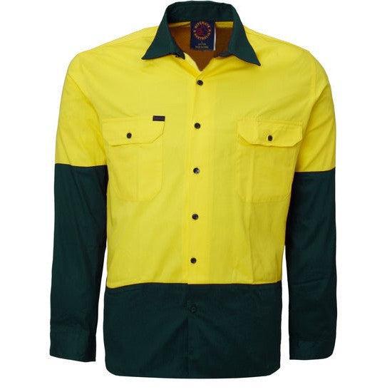 Ritemate Open Front 2 Tone Long Sleeve Mens Shirt - RM1050-Queensland Workwear Supplies