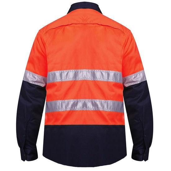 Ritemate Vented Open Front Light Weight, Long Sleeve 3M Tape Shirt - RM107V2R-Queensland Workwear Supplies