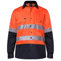 Ritemate Vented Open Front Light Weight, Long Sleeve 3M Tape Shirt - RM107V2R-Queensland Workwear Supplies