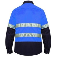 Ritemate Vented Open Front Light Weight, Long Sleeve 3M Tape Shirt - RM107V2R-Queensland Workwear Supplies