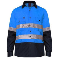 Ritemate Vented Open Front Light Weight, Long Sleeve 3M Tape Shirt - RM107V2R-Queensland Workwear Supplies
