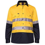 Ritemate Vented Open Front Light Weight, Long Sleeve 3M Tape Shirt - RM107V2R-Queensland Workwear Supplies