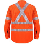 Ritemate Vented Open Front Long Sleeve 3M Tape "X" Design Shirts - RM109VXR-Queensland Workwear Supplies