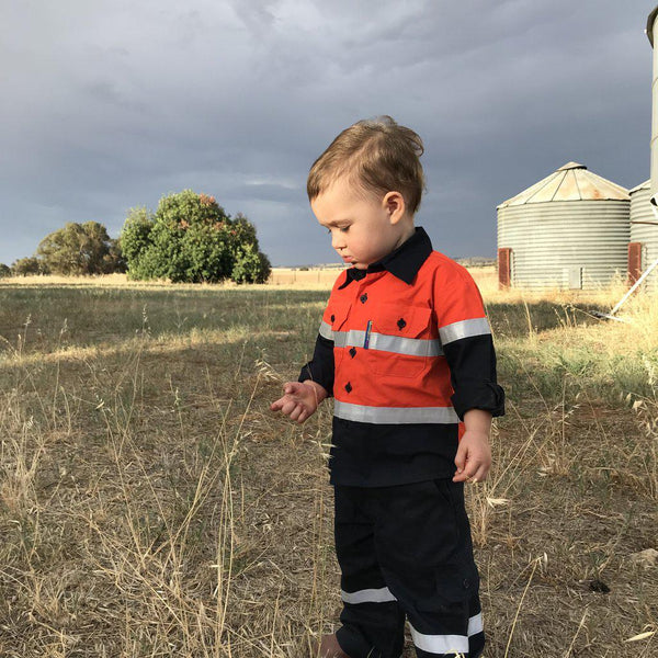 Aussie Kids HiVis Shirt - KIDHVSHT-Queensland Workwear Supplies