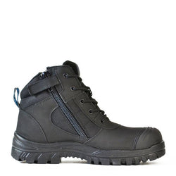 Bata Zippy Zip/Lace Safety Black Boot - 804-66641
