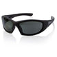 Bercy Matt & Shiny Black Frame, Polarised Grey or Blue Mirror Lens Sunglasses - 150-MS1-PG