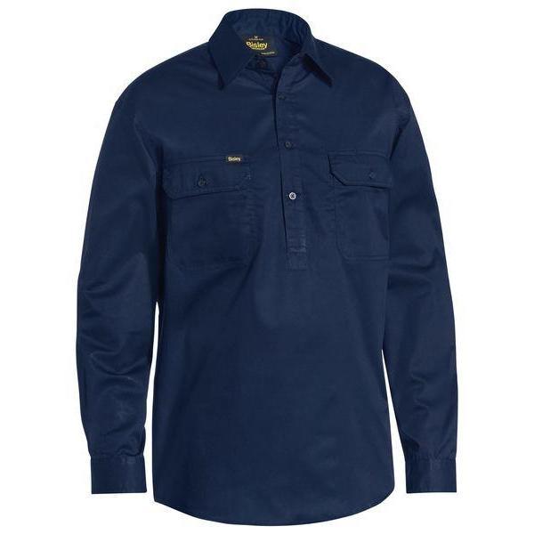 Bisley Closed Front Cool Lightweight Long Sleeve Drill Shirt - BSC6820-Queensland Workwear Supplies