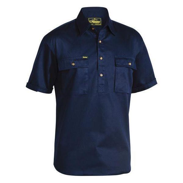 Bisley Closed Front Cotton Short Sleeve Drill Shirt - BSC1433-Queensland Workwear Supplies