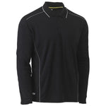 Bisley Cool Mesh Long Sleeve Polo With Reflective Piping - BK6425-Queensland Workwear Supplies