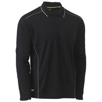 Bisley Cool Mesh Long Sleeve Polo With Reflective Piping - BK6425-Queensland Workwear Supplies