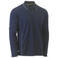 Bisley Cool Mesh Long Sleeve Polo With Reflective Piping - BK6425-Queensland Workwear Supplies