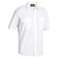 Bisley Epaulette Permanent Press Short Sleeve Shirt - B71526-Queensland Workwear Supplies