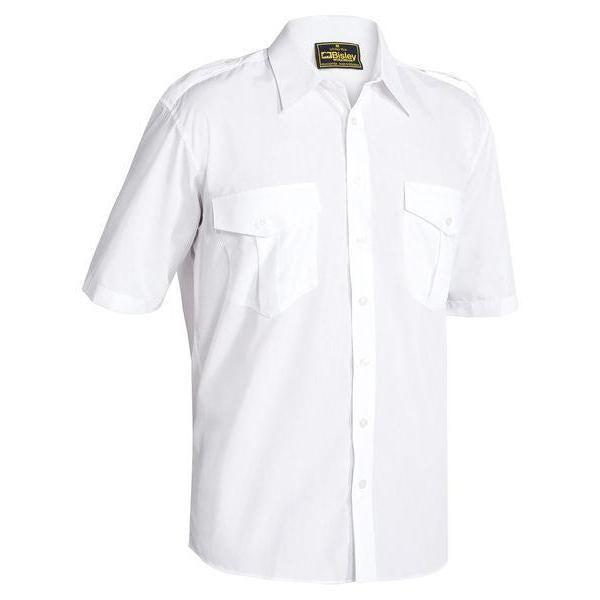 Bisley Epaulette Permanent Press Short Sleeve Shirt - B71526-Queensland Workwear Supplies