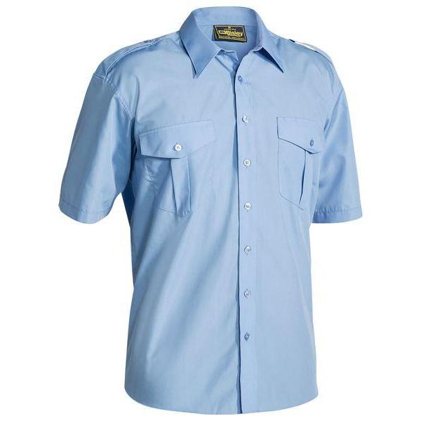 Bisley Epaulette Permanent Press Short Sleeve Shirt - B71526-Queensland Workwear Supplies