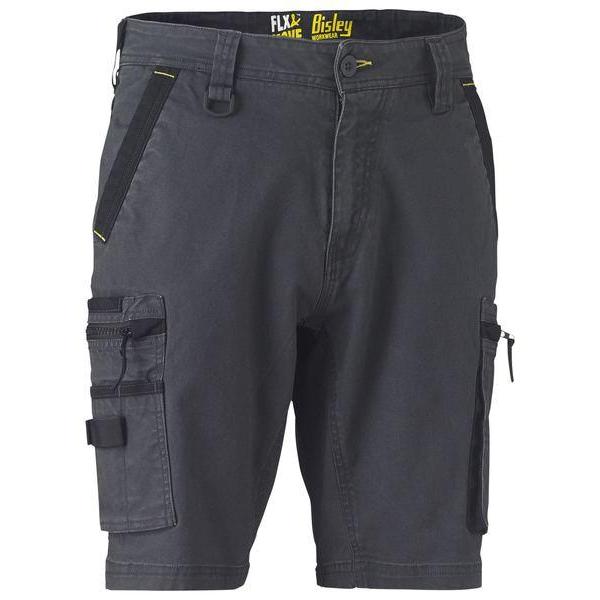 Bisley Flx & Move Stretch Utility Zip Unisex Cargo Shorts - BSHC1330-Queensland Workwear Supplies