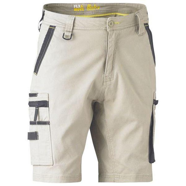 Bisley Flx & Move Stretch Utility Zip Unisex Cargo Shorts - BSHC1330-Queensland Workwear Supplies