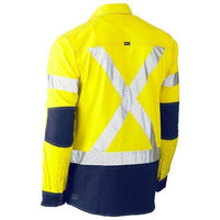 Bisley Flx & Move Taped HiVis Back X-Taped 2 Tone Long Sleeve Unisex Utility Shirt - BS6177XT-Queensland Workwear Supplies