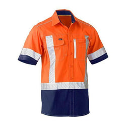 Bisley Flx & Move Taped HiVis Back X-Taped Short Sleeve Unisex Utility Shirt - BS1177XT