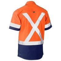 Bisley Flx & Move Taped HiVis Back X-Taped Short Sleeve Unisex Utility Shirt - BS1177XT-Queensland Workwear Supplies