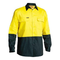 Bisley HiVis 2 Tone Long Sleeve Drill Shirt - BS6267-Queensland Workwear Supplies