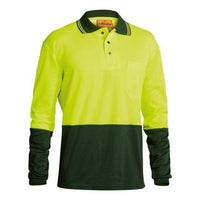 Bisley HiVis Long Sleeve Mens Polo - BK6234-Queensland Workwear Supplies